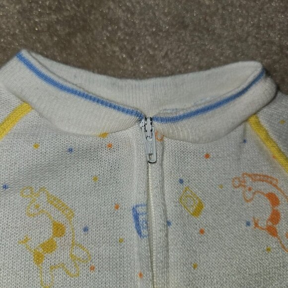 VTG Carter's Footie Sleeper Pajamas Baby 18 Months Blue Orange Giraffe Blocks - Picture 3 of 8